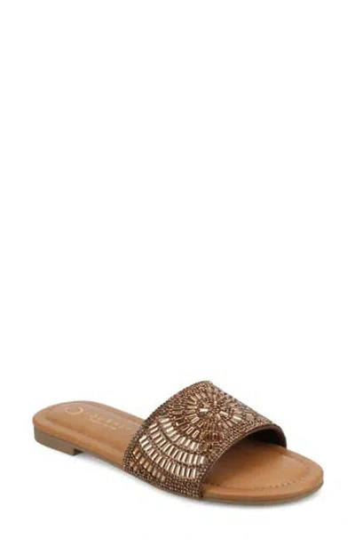 Journee Collection Maria Crystal Embellished Slide Sandal In Gold