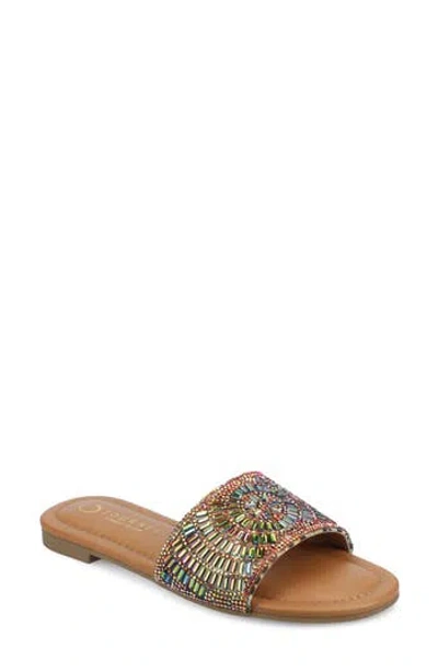 Journee Collection Maria Crystal Embellished Slide Sandal In Multi
