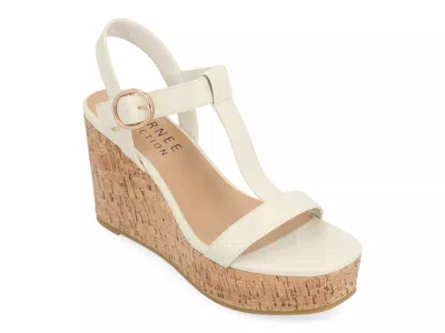 Journee Collection Matildaa Platform Wedge Sandal In White