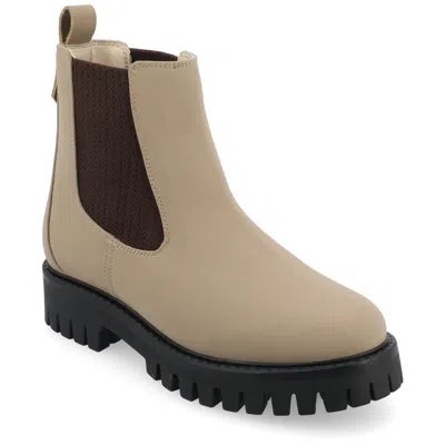 Journee Collection Medium And Wide Width Womens Alara Chelsea Pull On Bootie In Grey