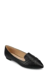 Journee Collection Mindee Crisscross Toe Flat In Black Polyurethane