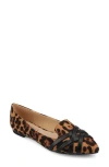 Journee Collection Mindee Crisscross Toe Flat In Leopard