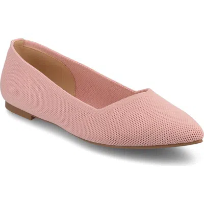 Journee Collection Minnah Knit Almond Toe Flat In Pink
