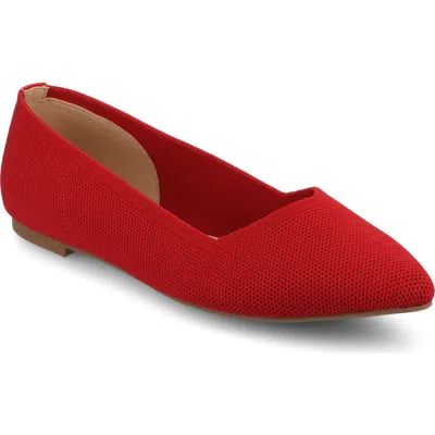 Journee Collection Minnah Knit Almond Toe Flat In Red