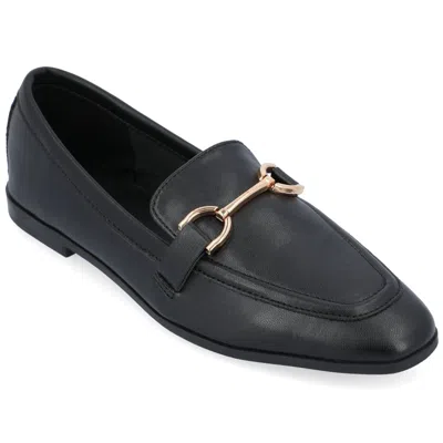 JOURNEE COLLECTION MIZZA LOAFERS WOMENS BLACK LEATHER DRESS FLATS GAL1703