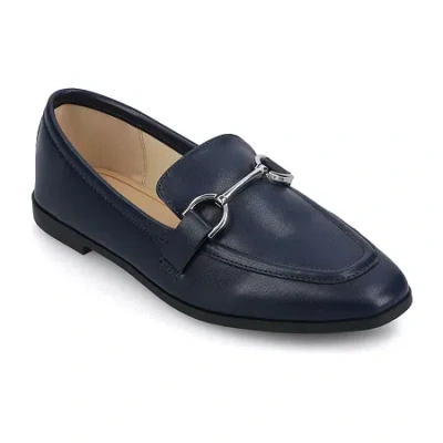Journee Collection Mizza Womens Square Closed Toe Loafers In Blue
