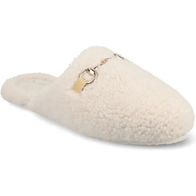 Journee Collection Monnroe Faux Fur Scuff Slipper In Cream