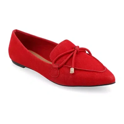 Journee Collection Muriel Womens Pointed Loafers In Red