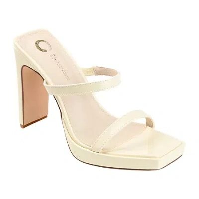 Journee Collection Naivee Womens Round Open Toe Block Heel Pumps In White