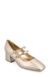 Journee Collection Women's Nally Double Strap Mary Jane Pumps In Gold