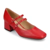 Journee Collection Nally Womens Square Block Heel Pumps In Red