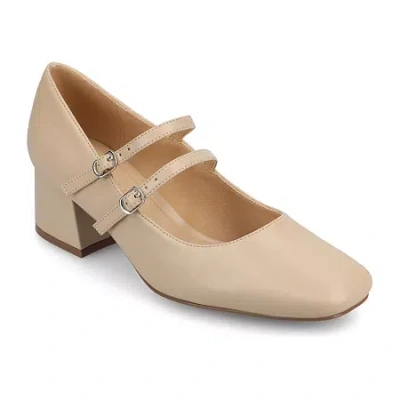 Journee Collection Nally Womens Square Block Heel Pumps In Sand