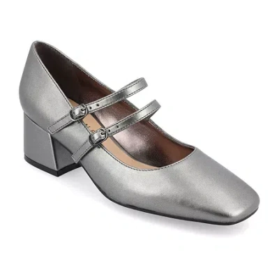 Journee Collection Nally Womens Square Closed Toe Block Heel Pumps In Gray