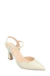 Journee Collection Womens Nixey Croco Texture Buckle Pointed Toe Pumps In Stone