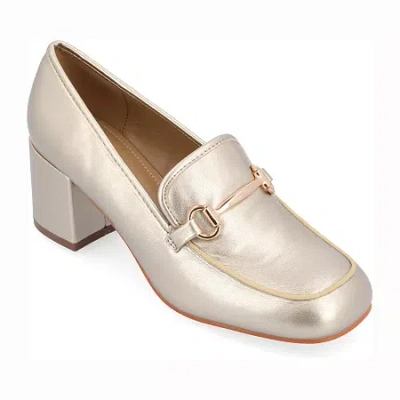 Journee Collection Nysaa Womens Square Closed Toe Block Heel Pumps In Yellow