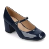 Journee Collection Okenna Womens Square Closed Toe Block Heel Pumps In Blue