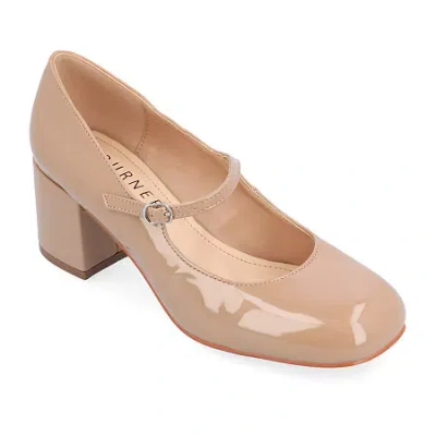 Journee Collection Okenna Womens Square Closed Toe Block Heel Pumps In Sand
