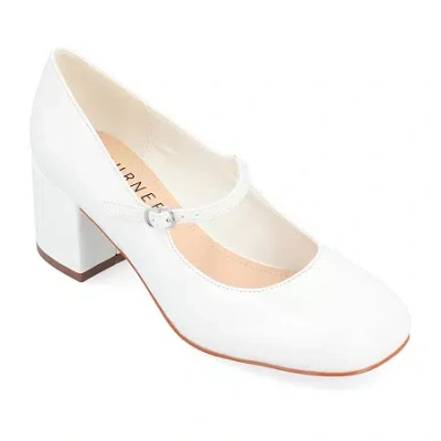 Journee Collection Okenna Womens Square Closed Toe Block Heel Pumps In White
