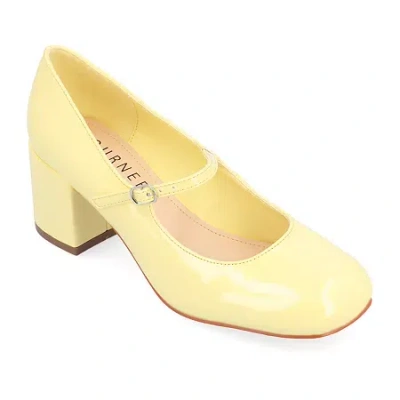 Journee Collection Okenna Womens Square Closed Toe Block Heel Pumps In Yellow