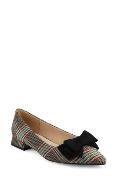 Journee Collection Ophelia Bow Pointed Toe Flat In Multi