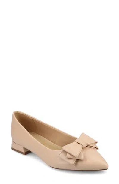 Journee Collection Ophelia Bow Pointed Toe Flat In Beige