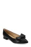 Journee Collection Ophelia Bow Pointed Toe Flat In Black Pu