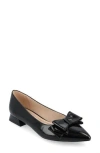 Journee Collection Ophelia Bow Pointed Toe Flat In Patent/black