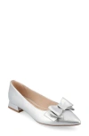 Journee Collection Ophelia Bow Pointed Toe Flat In Silver
