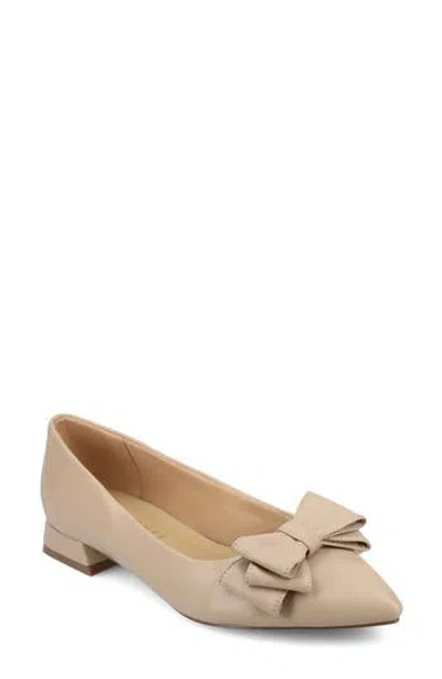 Journee Collection Ophelia Bow Pointed Toe Flat In Taupe