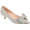 Journee Collection Orana Pump Women Gray Suede Bow Detail Kitten Heel Gal1168 In Gray