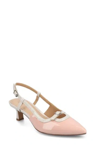 Journee Collection Padma Slingback Kitten Heel Pump In Patent,pink