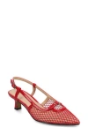 Journee Collection Padma Slingback Kitten Heel Pump In Red Mesh