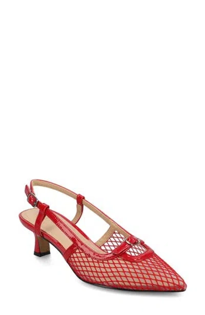 Journee Collection Padma Slingback Kitten Heel Pump In Mesh,red