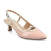 Journee Collection Padma Womens Pointed Closed Toe Kitten Heel Pumps In Pink