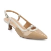 Journee Collection Padma Womens Pointed Closed Toe Kitten Heel Pumps In Neutral