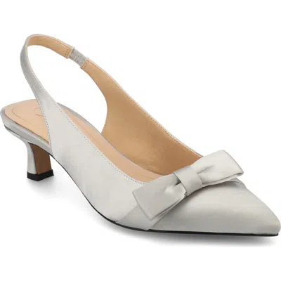 Journee Collection Paloma Slingback Pump In Satin/silver