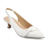 Journee Collection Paloma Womens Pointed Kitten Heel Pumps In White