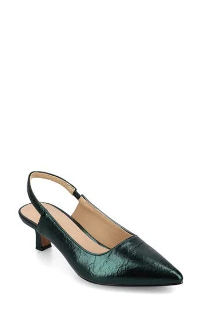 Journee Collection Paulina Womens Pointed Kitten Heel Pumps In Green