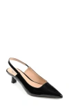 Journee Collection Women's Paulina Kitten Heel Slingback Pumps In Patent/black