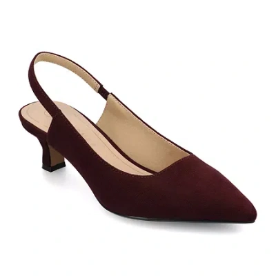 Journee Collection Paulina Womens Pointed Closed Toe Spool Heel Pumps In Burgundy