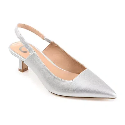 Journee Collection Paulina Womens Pointed Closed Toe Spool Heel Pumps In Neutral