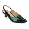 Journee Collection Paulina Womens Pointed Kitten Heel Pumps In Green