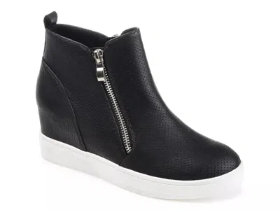 Journee Collection Pennelope Hightop Wedge Sneaker In Black
