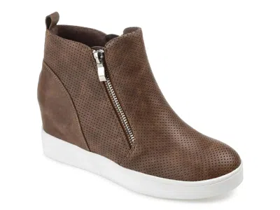 Journee Collection Pennelope Hightop Wedge Sneaker In Brown