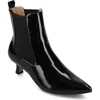 Journee Collection Pointed-toe Vegan Leather Bootie In Patent/black