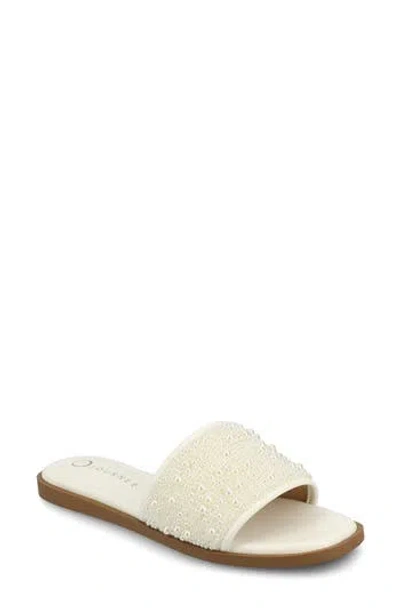 Journee Collection Precly Slide Sandal In White