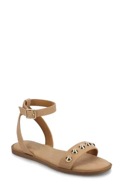Journee Collection Primrose Studded Sandal In Brown