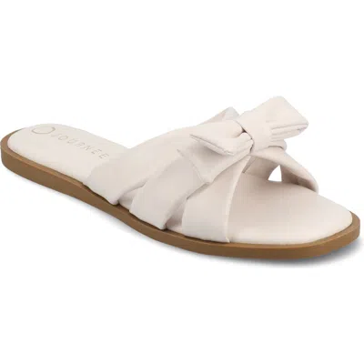 Journee Collection Prylin Bow Slide Sandal In Bone