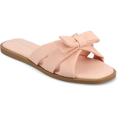 Journee Collection Prylin Bow Slide Sandal In Pink