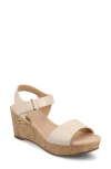 Journee Collection Ranae Platform Wedge Cork Sandal In Bone